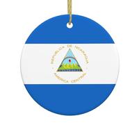 YYHWHJDE Pendentif rond en céramique à suspendre en forme de drapeau du Nicaragua en forme de sapin de Noël spécialement conçu pour les vacances