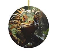 YYHWHJDE Pendentif rond en céramique à suspendre en forme de lézards épineux - 7,4 cm - Porcelaine blanche exquise - Suspension facile