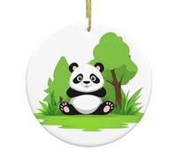 YYHWHJDE Pendentif rond en céramique à suspendre en forme de panda dans un manoir vert - 7,4 cm exquis et durable