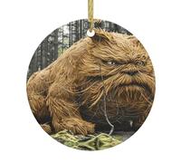 YYHWHJDE Pendentif rond en céramique à suspendre Motif arbre de Noël étrange monstre - 7,4 cm - Porcelaine blanche exquise - Suspension facile