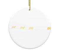 YYHWHJDE Pendentif rond en céramique à suspendre Motif arbre de Noël Petits animaux sur le sentier 7,4 cm Porcelaine blanche exquise Suspension facile