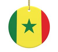 YYHWHJDE Pendentif rond en céramique avec drapeau du Sénégal - 7,4 cm - Ajoutez une atmosphère festive aux fêtes de fin d'année