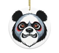 YYHWHJDE Pendentif rond en céramique avec imprimé panda féroce en colère - 7,4 cm - Ajoutez une atmosphère festive aux fêtes de fin d'année