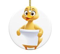 YYHWHJDE Pendentif rond en céramique avec inscription Little Duck Looking at the Test Pape Prints - 7,4 cm - Ajoutez une atmosphère festive aux fêtes de fin d'année