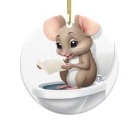 YYHWHJDE Pendentif rond en céramique avec inscription « Little Mouse reading on the toilet » - 7,4 cm - Ajoutez une atmosphère festive aux fêtes de fin d'année