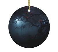 YYHWHJDE Pendentif rond en céramique Motif arbre de Noël Kapok de la jungle enchantée 7,4 cm Décorations de vacances