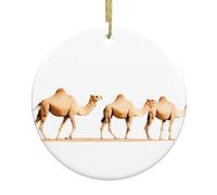 YYHWHJDE Pendentif rond en céramique motif chameaux à la recherche d'impressions d'eau - 7,4 cm - Ajoutez une atmosphère festive aux fêtes de fin d'année