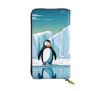 YYHWHJDE Penguin Antarctica Ice Impression Portefeuille en cuir de qualité pour filles et femmes 19 x 10,5 cm, Noir , Taille unique
