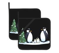 YYHWHJDE Penguins by The Pine Tree Prints Lot de 2 maniques isolantes carrées anti-brûlures et isolantes thermiques imperméables 20,3 x 20,3 cm