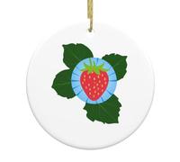 YYHWHJDE Petit arbre de Noël rond en céramique à suspendre - Motif fraise sur la gloire du matin - 7,4 cm