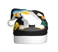 YYHWHJDE Petit lapin blanc tenant un poisson imprimé chapeau de Noël pour adulte accessoire festif de qualité fabriqué doux et léger