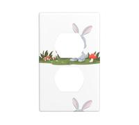 YYHWHJDE Petit lapin gris tirant des champignons Panneau mural décoratif durable et adapté aux accessoires d'interrupteur 11,4 x 7 cm