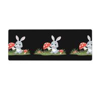 YYHWHJDE Petit lapin gris tirant des champignons Tapis de souris extra large Tapis de souris pour ordinateur de bureau Clavier de jeu Version épaisse 30,5 x 80 cm