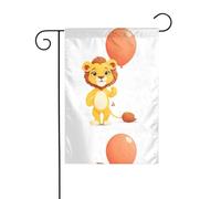 YYHWHJDE Petit lion tenant un grand ballon - Drapeau de jardin - Décoration de cour - 30,5 x 45,7 cm - Pour jardin, terrasse, balcon