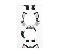 YYHWHJDE Petit loup gris tenant une petite fleur rose imprimé panneau mural double prise électrique plaque de couverture de prise de courant incassable décoration durable 11,4 x 7 cm