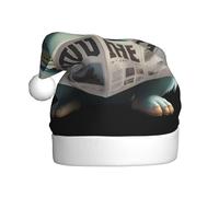YYHWHJDE Petit monstre lisant un journal de Noël imprimé chapeau de Noël pour adulte doux et léger utilisation fête de vacances