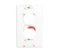YYHWHJDE Petit ours blanc tenant une pastèque - Panneau mural double prise - Décoration durable - 11,4 x 7 cm