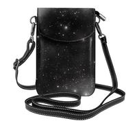 YYHWHJDE Petit sac à bandoulière à rabat en cuir noir et blanc avec imprimé galaxie pour femme, imperméable et durable