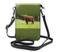 YYHWHJDE Petit sac à bandoulière à rabat en cuir pour femme avec imprimé vache écossaise, imperméable et durable