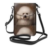 YYHWHJDE Petit sac à bandoulière à rabat en cuir pour femme, motif bichon frisé, imperméable et durable