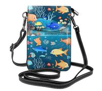 YYHWHJDE Petit sac à bandoulière en cuir bleu avec imprimé poisson sous-marin pour femme, imperméable et durable