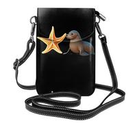 YYHWHJDE Petit sac à bandoulière en cuir pour femme avec imprimé étoile de mer colorée à côté d'un lion de mer, imperméable et durable