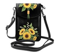 YYHWHJDE Petit sac à bandoulière en cuir pour téléphone portable, 19,3 x 12,4 cm, beau motif bouquet de tournesols pour la marche, le camping, le shopping, les voyages et une utilisation en extérieur