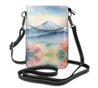 YYHWHJDE Petit sac à bandoulière en cuir pour téléphone portable, 19,3 x 12,4 cm, beau motif imprimé Mont Fuji pour la marche, le camping, le shopping, les voyages et une utilisation en extérieur