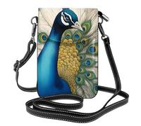 YYHWHJDE Petit sac à bandoulière en cuir pour téléphone portable, 19,3 x 12,4 cm, beau motif paon pour la marche, le camping, le shopping, les voyages et une utilisation en extérieur