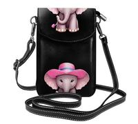 YYHWHJDE Petit sac à bandoulière en cuir pour téléphone portable, 19,3 x 12,4 cm, chapeau de paille rose, motif éléphant pour la marche, le camping, le shopping, les voyages et une utilisation en