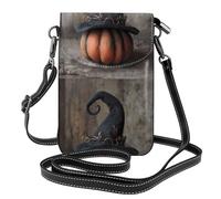 YYHWHJDE Petit sac à bandoulière en cuir pour téléphone portable, 19,3 x 12,4 cm, chapeau de sorcière, motif citrouille pour la marche, le camping, le shopping, les voyages et une utilisation en