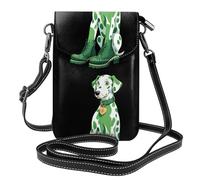 YYHWHJDE Petit sac à bandoulière en cuir pour téléphone portable, 19,3 x 12,4 cm, dalmatien vert portant des bottes en cuir pour la marche, le camping, le shopping, les voyages et une utilisation en