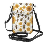 YYHWHJDE Petit sac à bandoulière en cuir pour téléphone portable, 19,3 x 12,4 cm, joli motif abeille pour la marche, le camping, le shopping, les voyages et une utilisation en extérieur