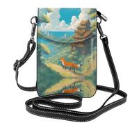 YYHWHJDE Petit sac à bandoulière en cuir pour téléphone portable, 19,3 x 12,4 cm, joli motif de petit renard pour la marche, le camping, le shopping, les voyages et une utilisation en extérieur