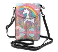 YYHWHJDE Petit sac à bandoulière en cuir pour téléphone portable, 19,3 x 12,4 cm, joli motif fleurs et licornes pour la marche, le camping, le shopping, les voyages et une utilisation en extérieur