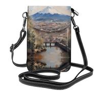 YYHWHJDE Petit sac à bandoulière en cuir pour téléphone portable, 19,3 x 12,4 cm, joli motif Fuji pour la marche, le camping, le shopping, les voyages et une utilisation en extérieur