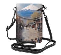 YYHWHJDE Petit sac à bandoulière en cuir pour téléphone portable, 19,3 x 12,4 cm, joli motif imprimé Fuji pour la marche, le camping, le shopping, les voyages et une utilisation en extérieur