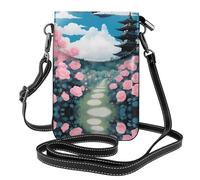 YYHWHJDE Petit sac à bandoulière en cuir pour téléphone portable, 19,3 x 12,4 cm, joli motif jardin de roses pour la marche, le camping, le shopping, les voyages et une utilisation en extérieur
