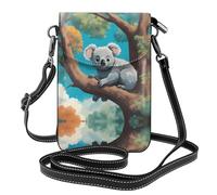 YYHWHJDE Petit sac à bandoulière en cuir pour téléphone portable, 19,3 x 12,4 cm, joli motif koala heureux pour la marche, le camping, le shopping, les voyages et une utilisation en extérieur