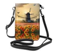 YYHWHJDE Petit sac à bandoulière en cuir pour téléphone portable, 19,3 x 12,4 cm, joli motif mer de fleurs pour la marche, le camping, le shopping, les voyages et une utilisation en extérieur