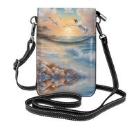 YYHWHJDE Petit sac à bandoulière en cuir pour téléphone portable, 19,3 x 12,4 cm, joli motif mouettes pour la marche, le camping, le shopping, les voyages et une utilisation en extérieur