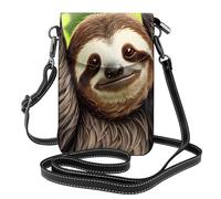 YYHWHJDE Petit sac à bandoulière en cuir pour téléphone portable, 19,3 x 12,4 cm, joli motif paresseux pour la marche, le camping, le shopping, les voyages et une utilisation en extérieur
