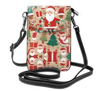 YYHWHJDE Petit sac à bandoulière en cuir pour téléphone portable, 19,3 x 12,4 cm, joli motif Père Noël pour la marche, le camping, le shopping, les voyages et une utilisation en extérieur