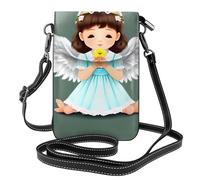 YYHWHJDE Petit sac à bandoulière en cuir pour téléphone portable, 19,3 x 12,4 cm, joli motif petit ange pour la marche, le camping, le shopping, les voyages et une utilisation en extérieur