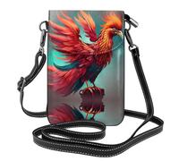YYHWHJDE Petit sac à bandoulière en cuir pour téléphone portable, 19,3 x 12,4 cm, joli motif phénix pour la marche, le camping, le shopping, les voyages et une utilisation en extérieur
