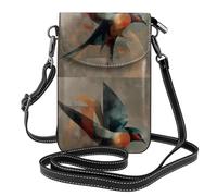 YYHWHJDE Petit sac à bandoulière en cuir pour téléphone portable, 19,3 x 12,4 cm, motif abstrait d'hirondelle pour la marche, le camping, le shopping, les voyages et une utilisation en extérieur
