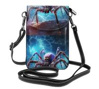 YYHWHJDE Petit sac à bandoulière en cuir pour téléphone portable, 19,3 x 12,4 cm, motif araignée dans le ciel étoilé pour la marche, le camping, le shopping, les voyages et une utilisation en