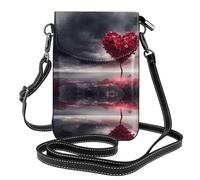 YYHWHJDE Petit sac à bandoulière en cuir pour téléphone portable, 19,3 x 12,4 cm, motif arbre d'amour pour la marche, le camping, le shopping, les voyages et une utilisation en extérieur
