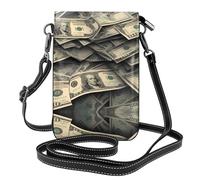 YYHWHJDE Petit sac à bandoulière en cuir pour téléphone portable, 19,3 x 12,4 cm, motif beaucoup de dollars pour la marche, le camping, le shopping, les voyages et une utilisation en extérieur