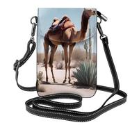 YYHWHJDE Petit sac à bandoulière en cuir pour téléphone portable, 19,3 x 12,4 cm, motif camel mignon désert pour la marche, le camping, le shopping, les voyages et une utilisation en extérieur